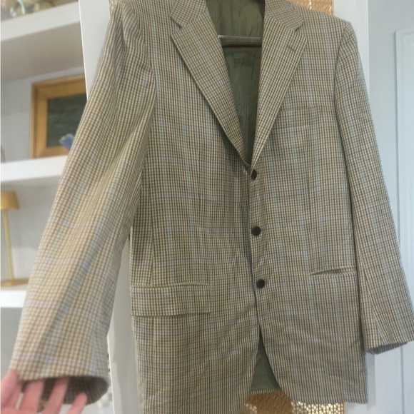 Men's Kiton tan and light blue 100% cashmere blazer! Classic! 52, 7L (US 42) - Picture 2 of 14